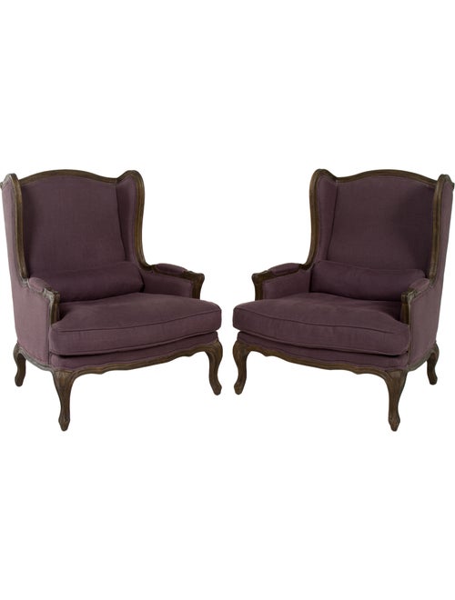 Restoration Hardware Pair of Lorraine Wingback Chairs