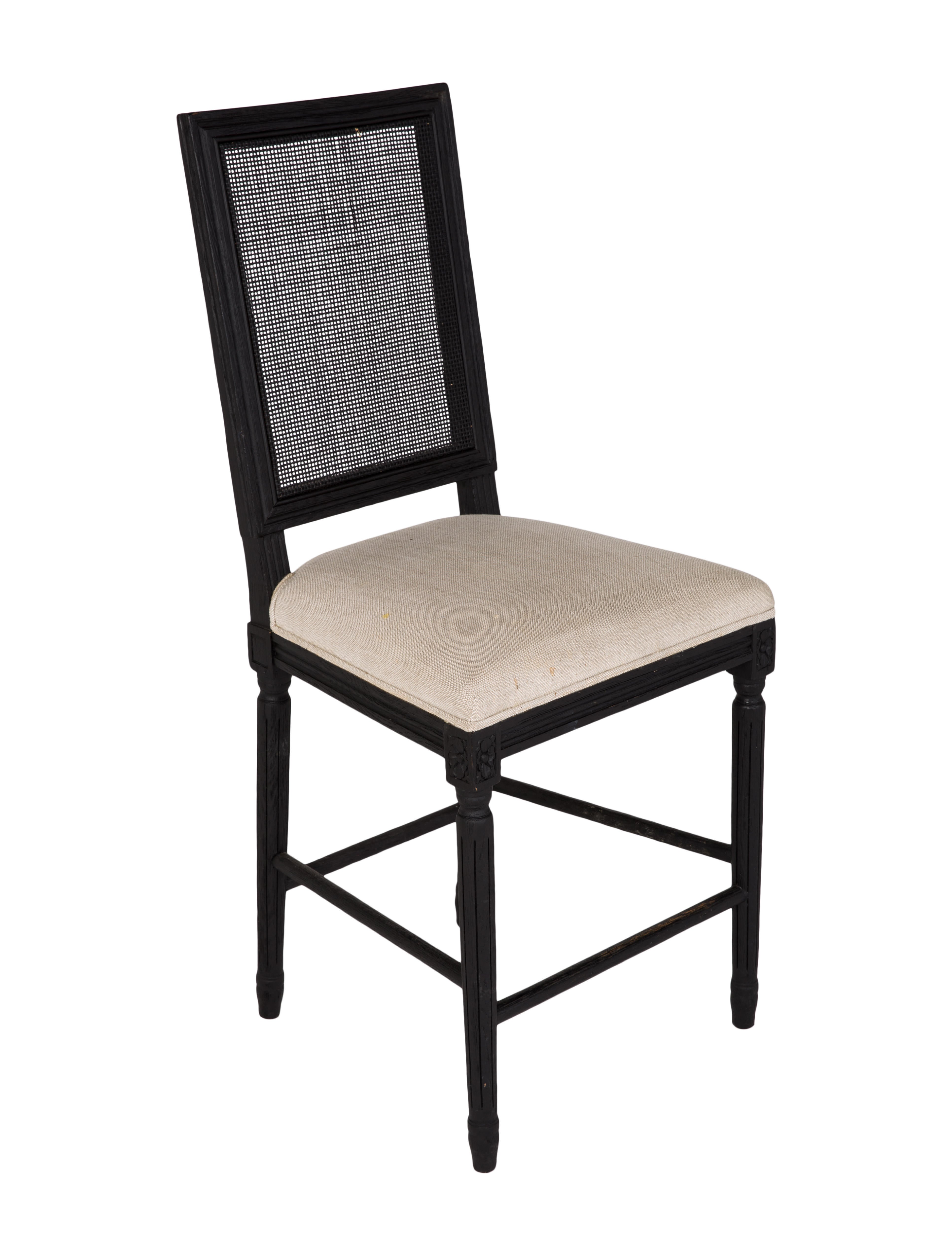 Restoration Hardware Set of 4 French Cane Back Counter Stools Black