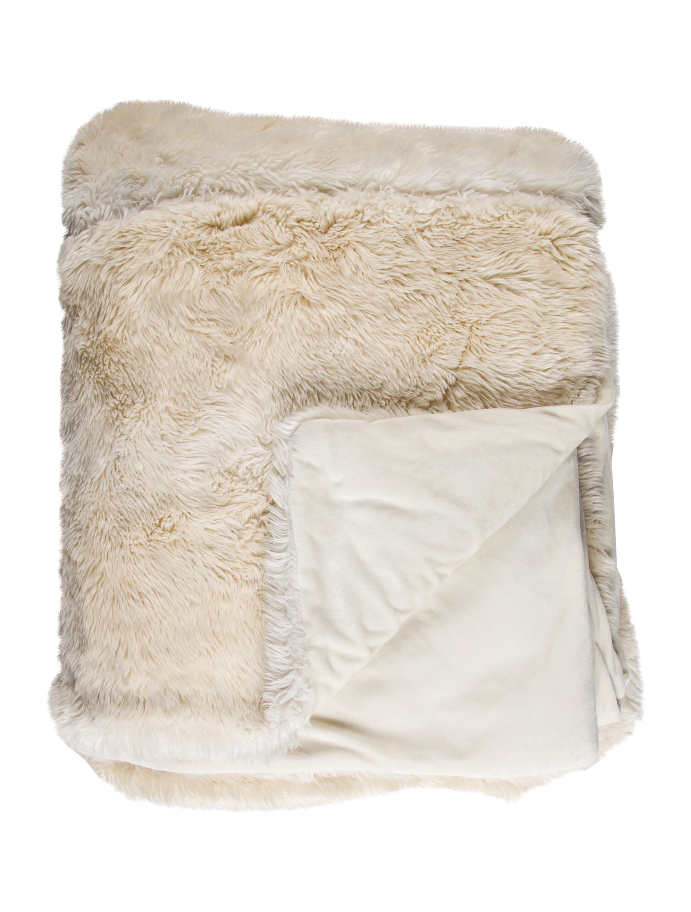 Restoration Hardware Faux Fur Quilt White Throws, Pillows & Throws