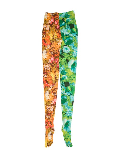 Richard Quinn Floral Print Skinny Leg Pants Green