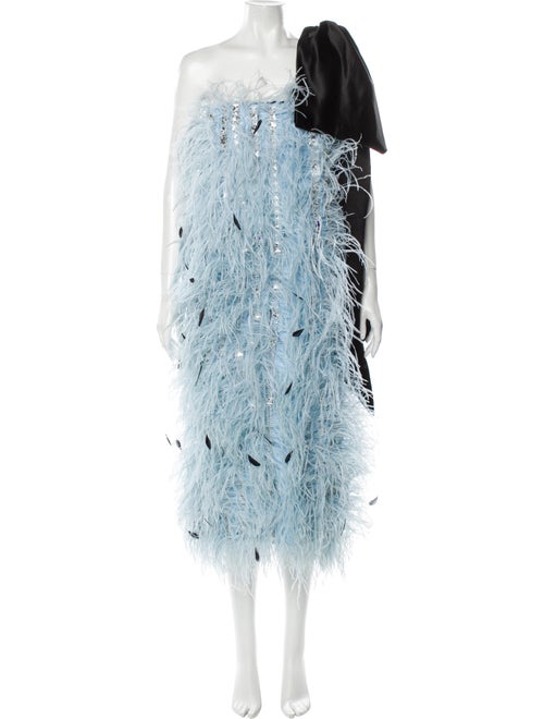 Richard Quinn Strapless Midi Length Dress Blue
