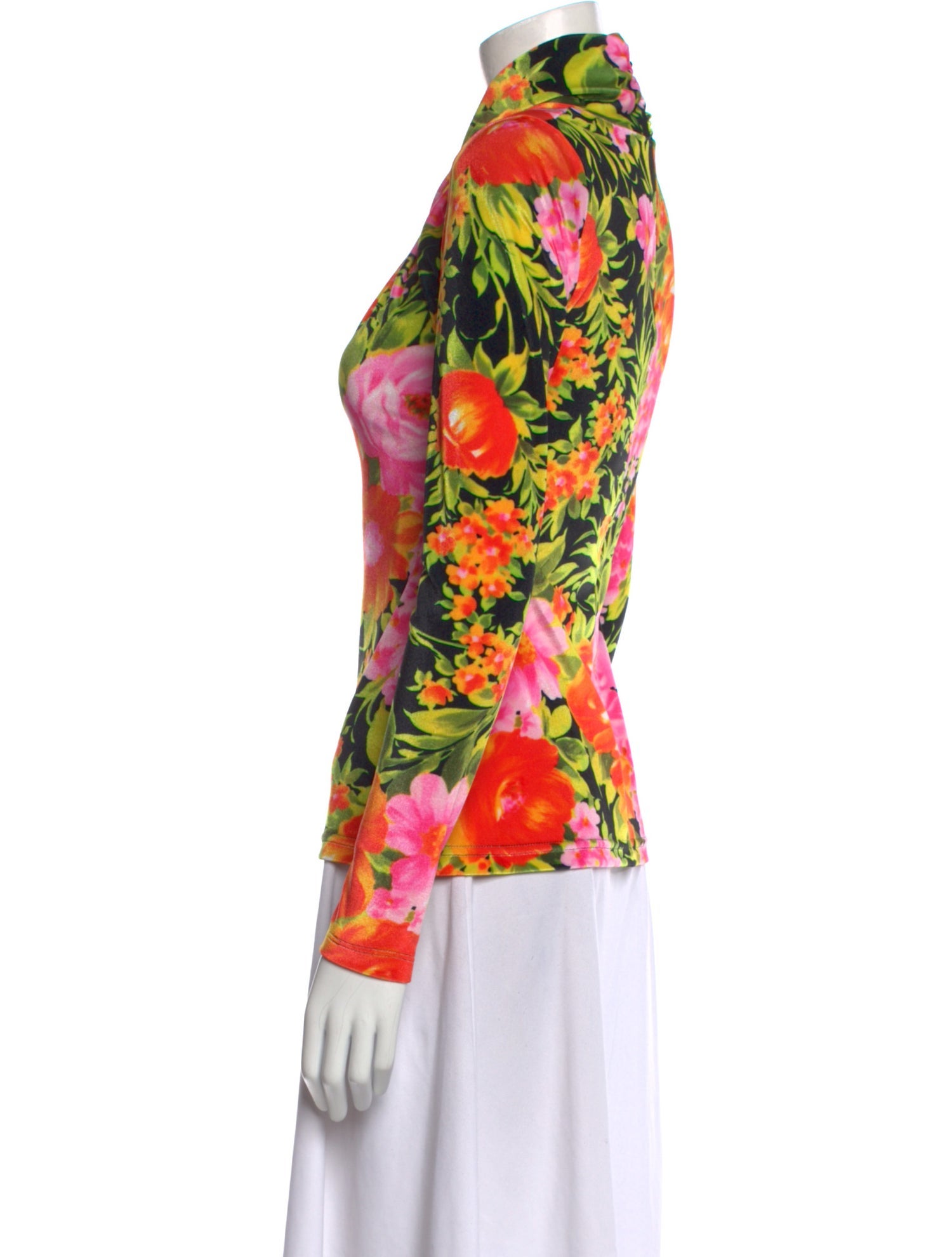 Richard Quinn Floral Print Mock Neck Blouse