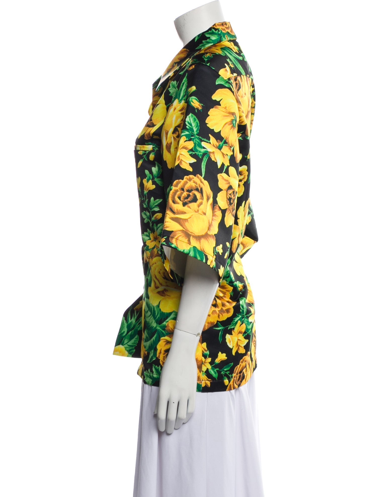 Richard Quinn Floral Print Three-Quarter Sleeve Blouse w/ Tags