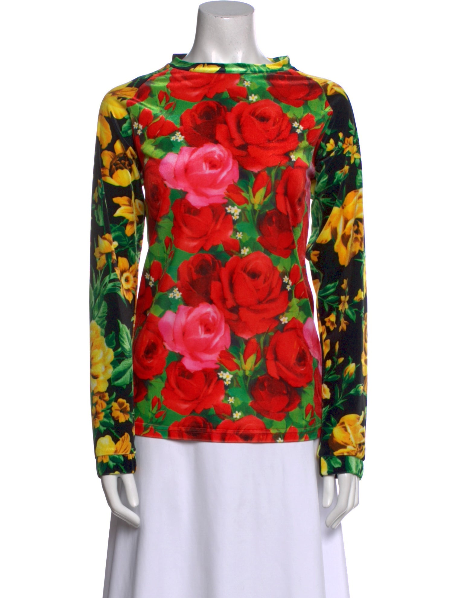 Richard Quinn Floral Print Bateau Neckline Blouse