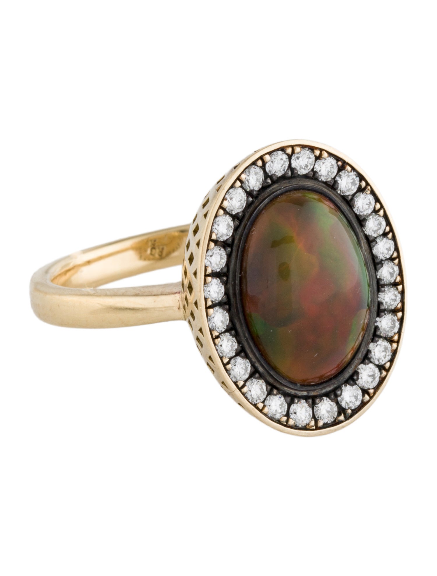 Ray Griffiths 18K Opal & Diamond Cocktail Ring