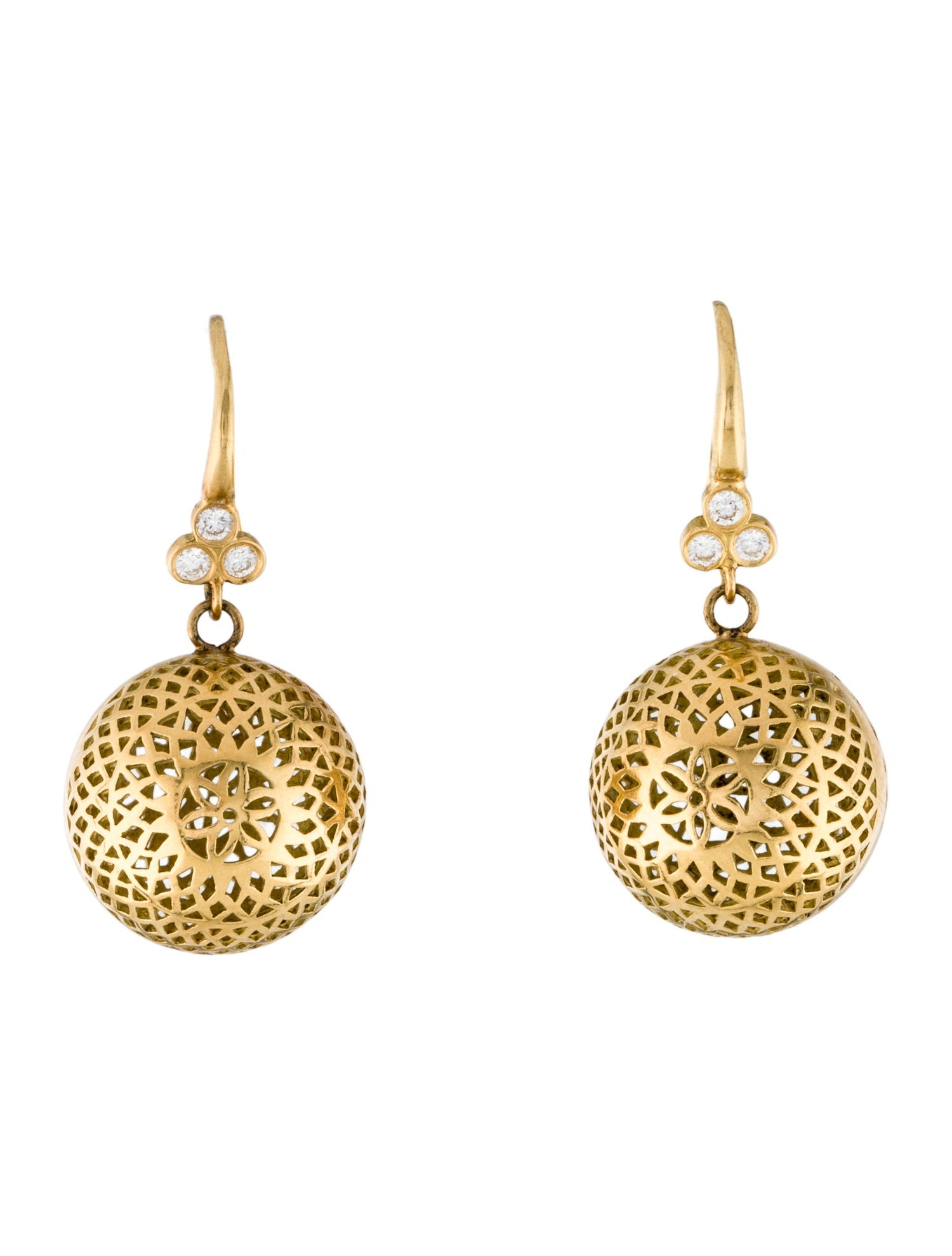 Ray Griffiths 18K Diamond Crownwork Drop Earrings