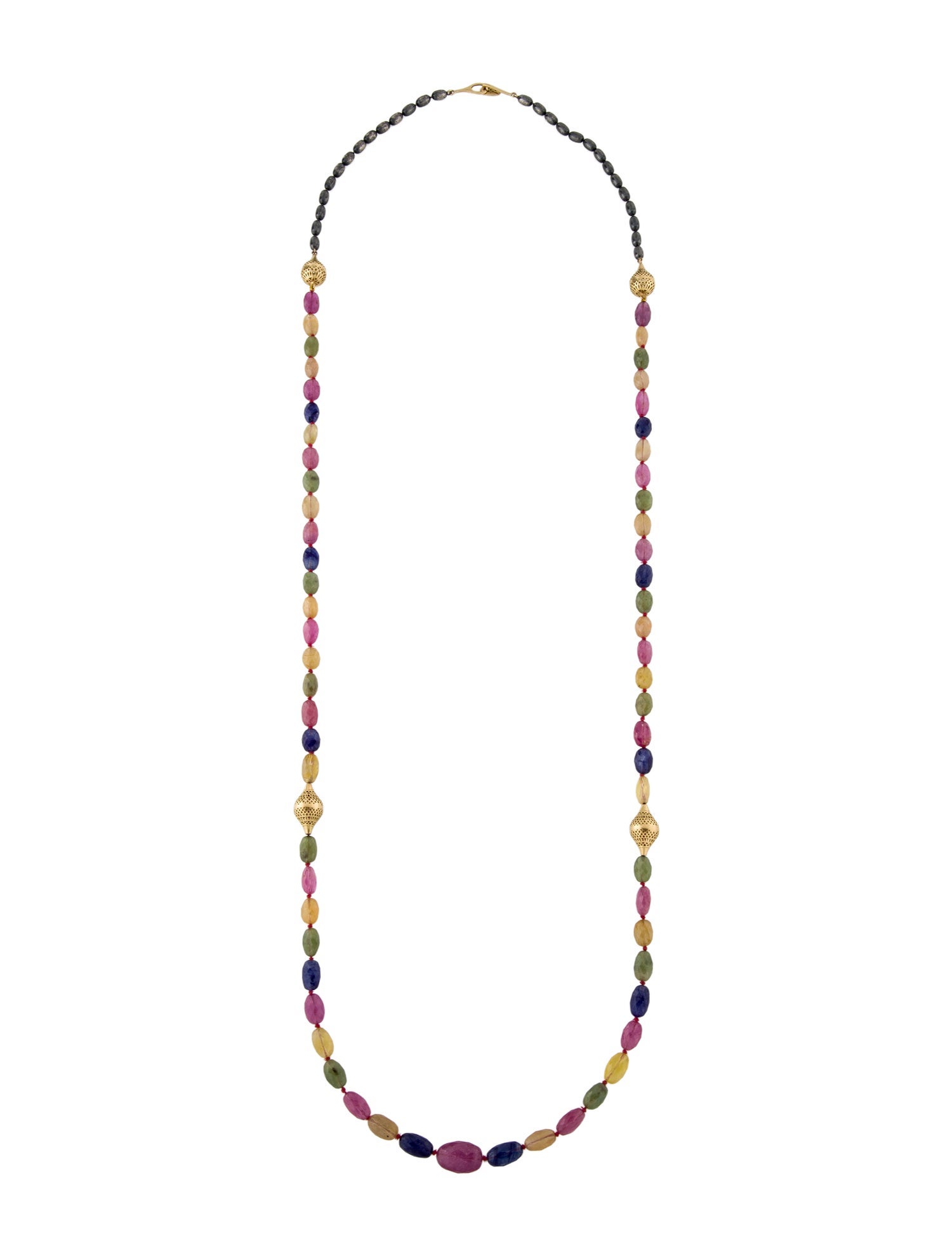 Ray Griffiths 18K Multicolor Sapphire Bead Necklace