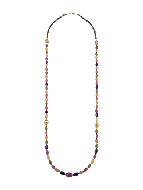 Ray Griffiths 18K Multicolor Sapphire Bead Necklace