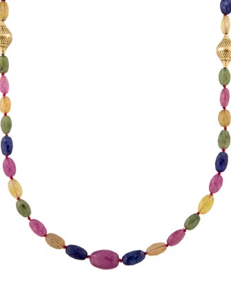 Ray Griffiths 18K Multicolor Sapphire Bead Necklace