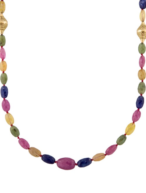 Ray Griffiths 18K Multicolor Sapphire Bead Necklace
