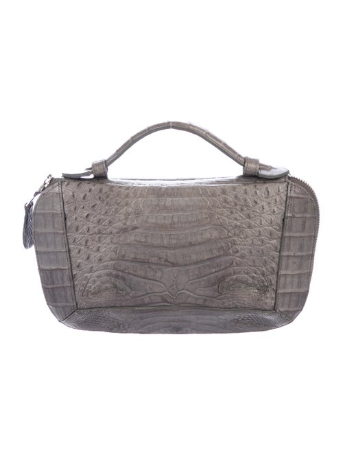 Rhonda Ochs Crocodile Portfolio Clutch Grey