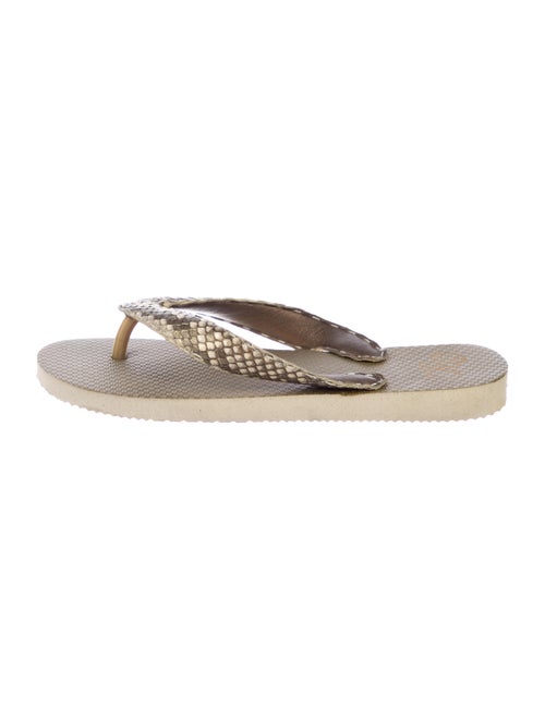 Rhonda Ochs Python Slide Sandals Gold
