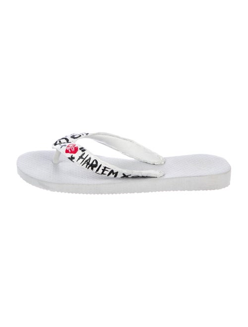 Rhonda Ochs Crocodile Thong Sandals White