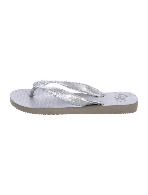 Rhonda Ochs Snakeskin Slide Sandals Silver