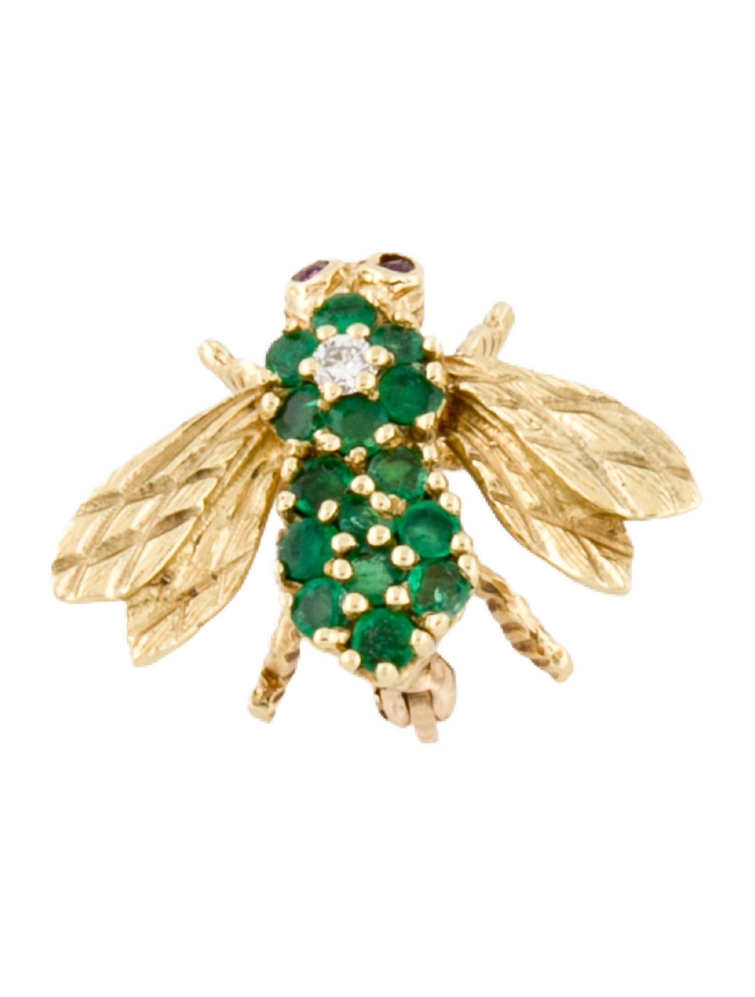 Herbert Rosenthal 18K Ruby, Emerald, & Diamond Bee Brooch