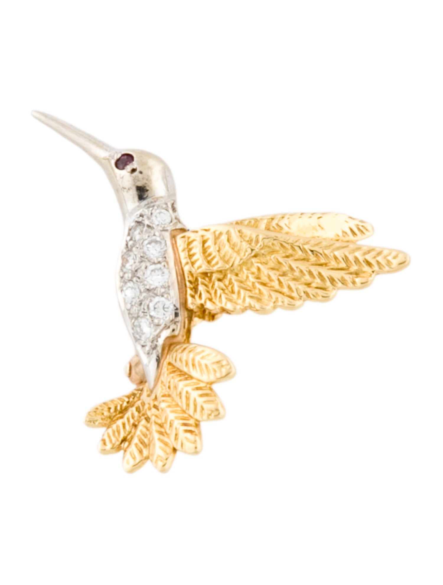 Herbert Rosenthal 18K Ruby & Diamond Hummingbird Brooch