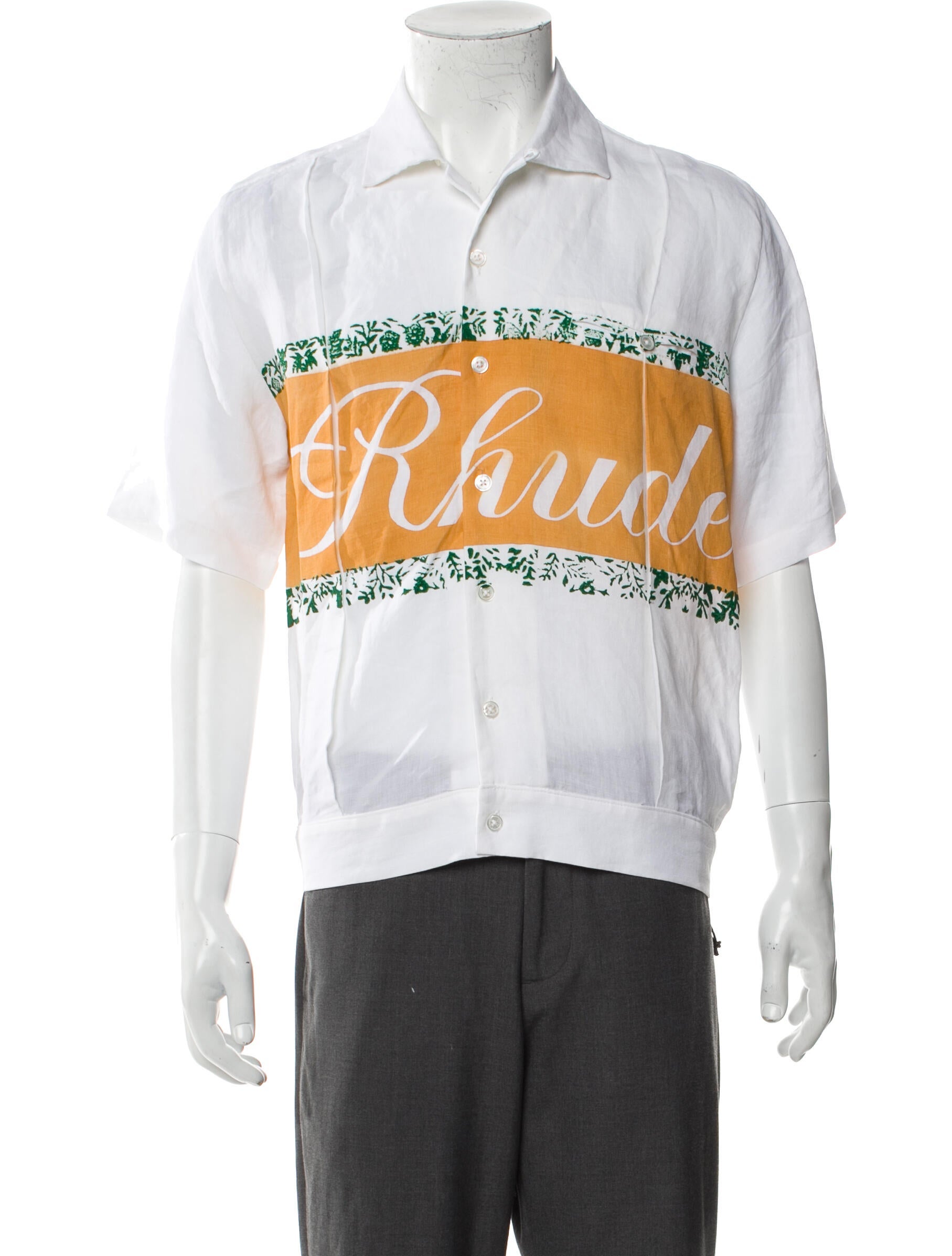 RHUDE Linen Graphic Print Shirt