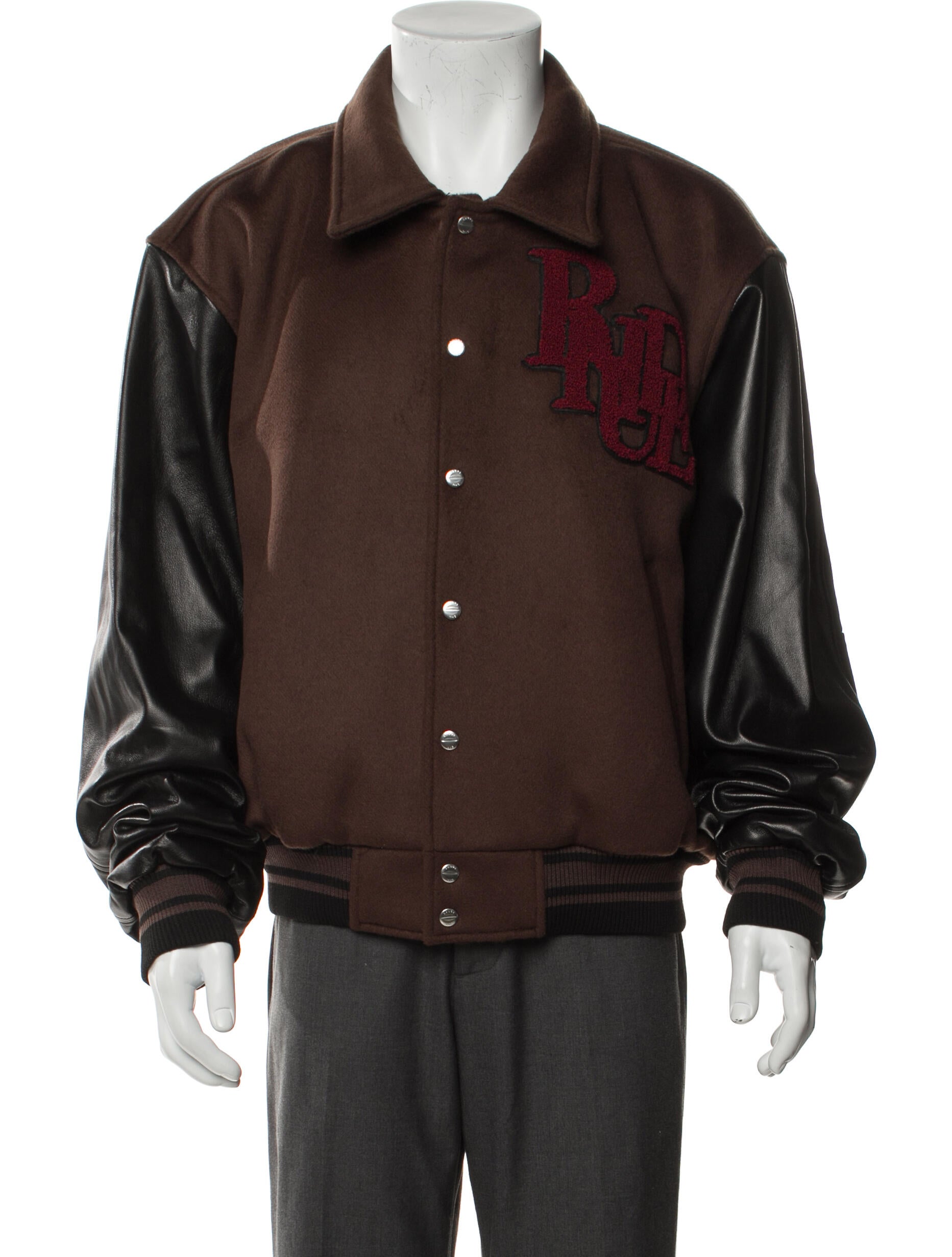 RHUDE Wool Colorblock Pattern Varsity Jacket