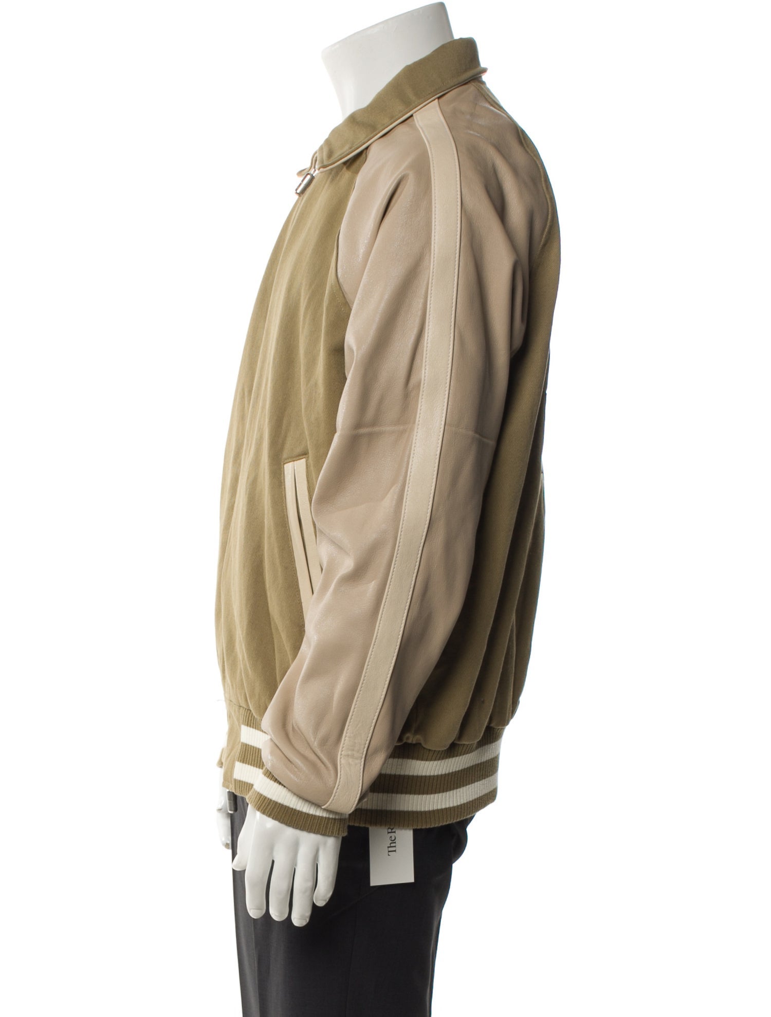 RHUDE 'Rhude Boys' Twill Leather Striped Bomber Jacket