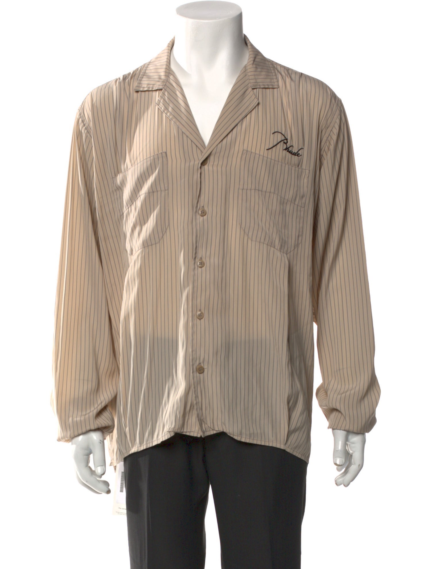 RHUDE Striped Long Sleeve Shirt - Neutrals Casual Shirts