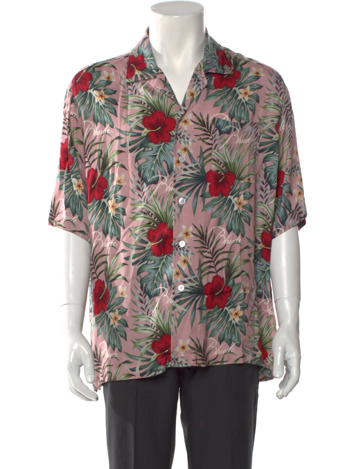 RHUDE Floral Print Short Sleeve Shirt