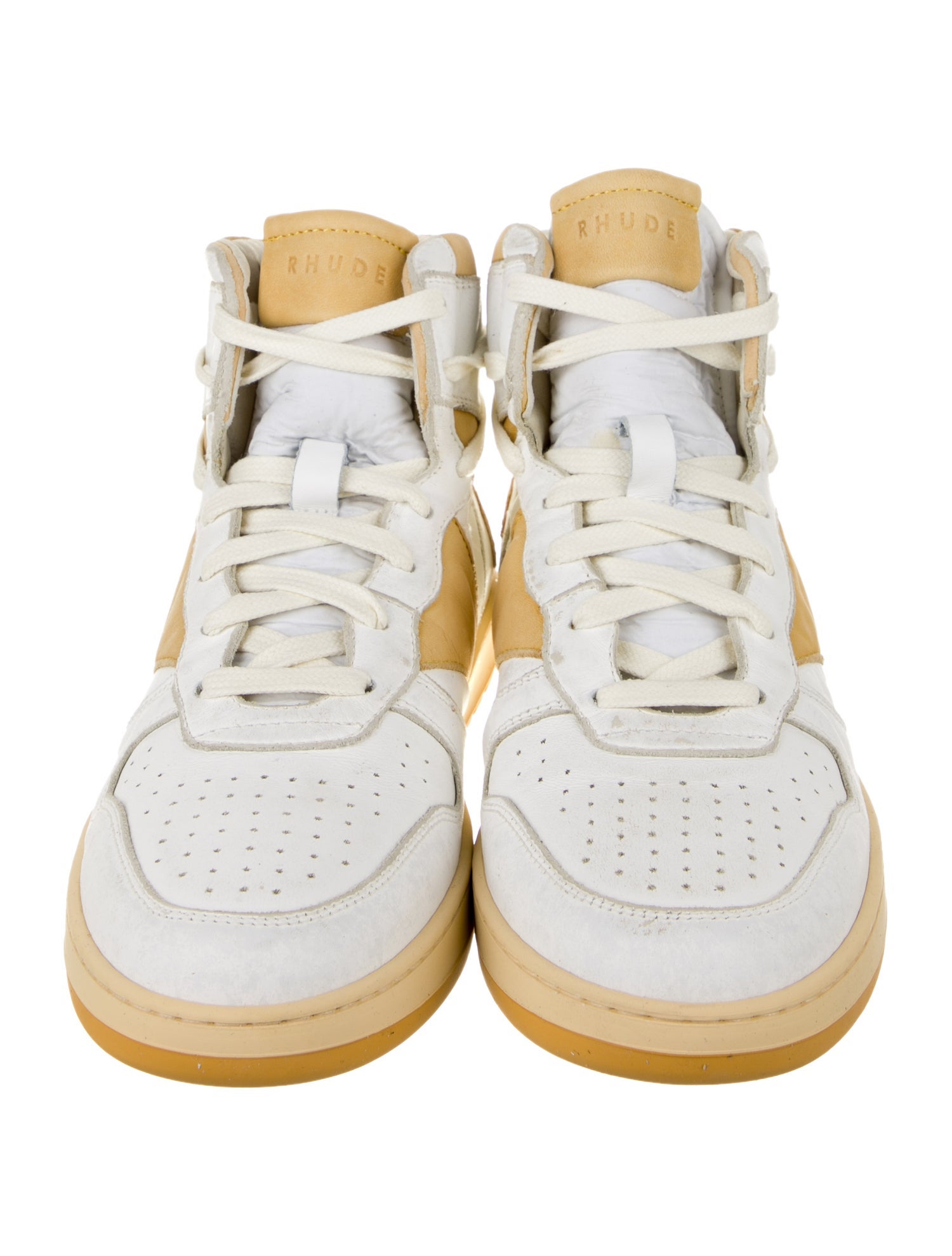 RHUDE Leather Colorblock Pattern Sneakers
