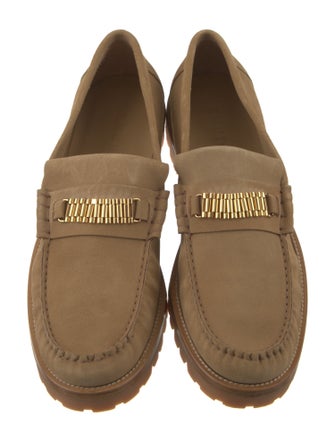RHUDE Suede Leather Trim Embellishment Dress Loafers