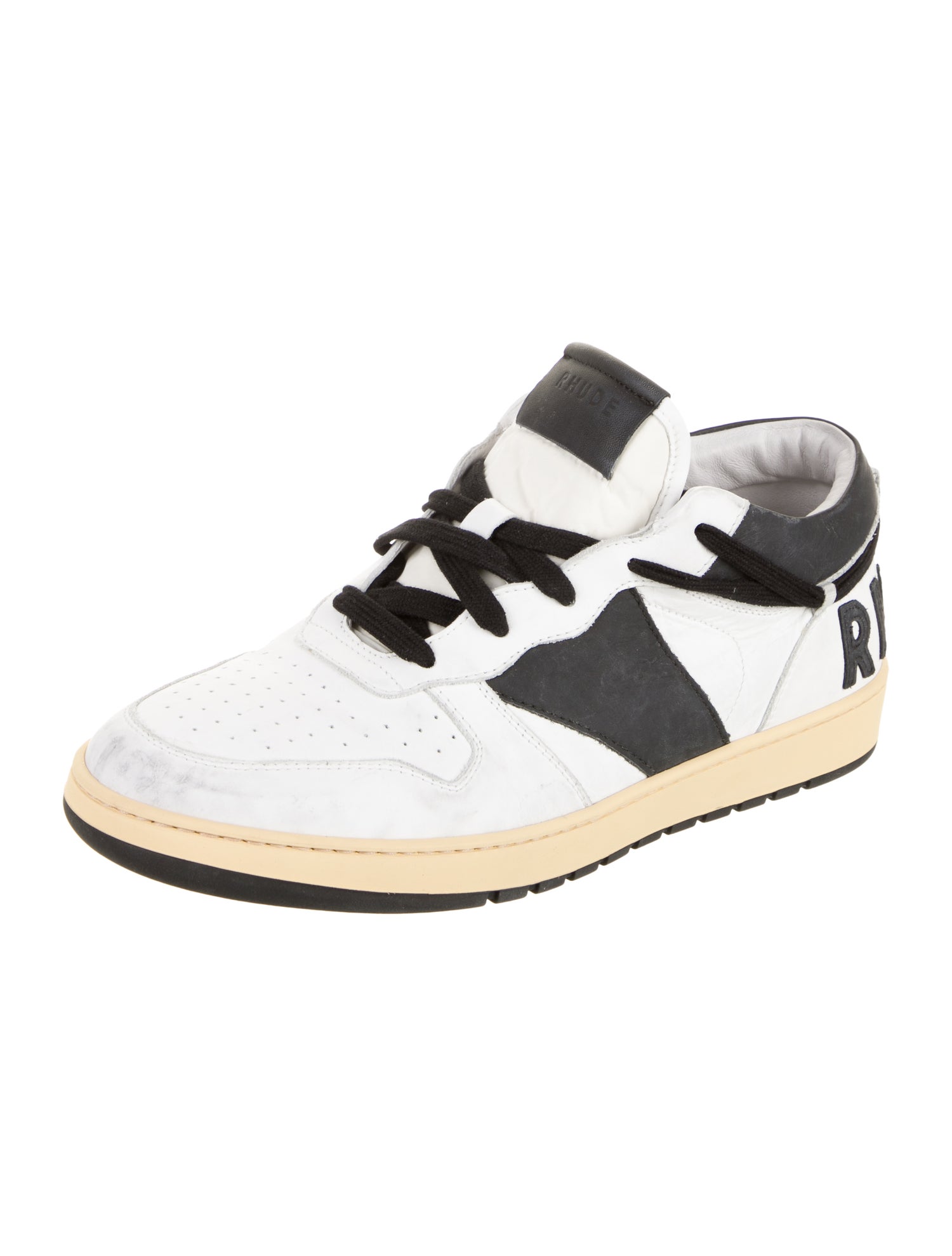 RHUDE Leather Colorblock Pattern Sneakers