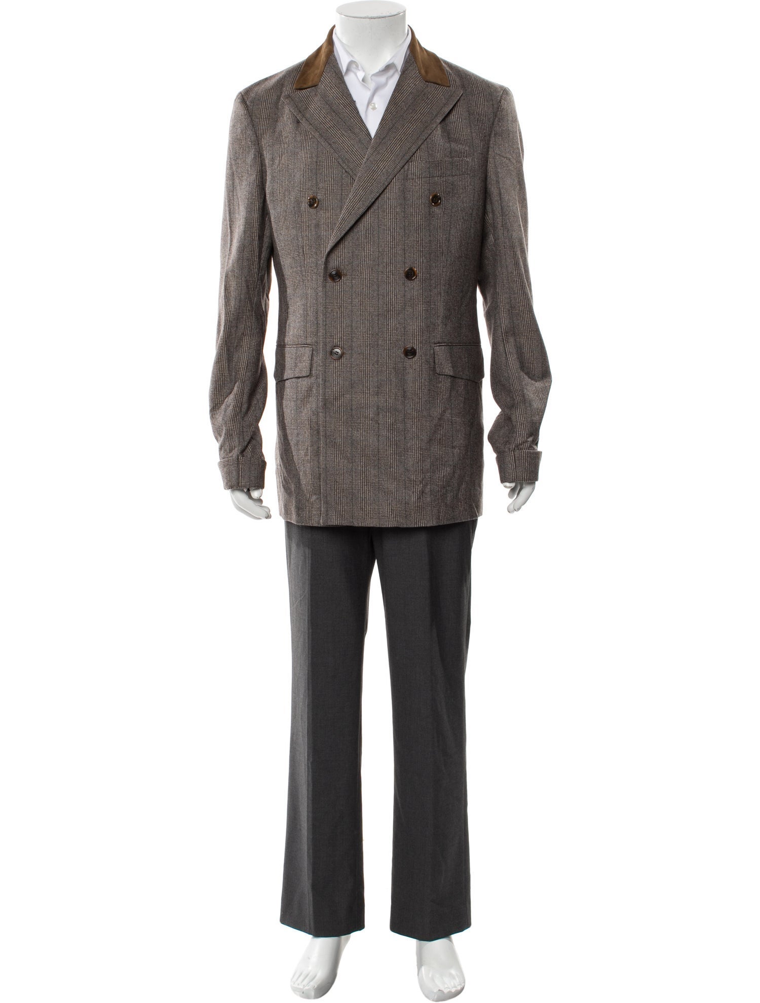 RHUDE Plaid Print Leather Trim Embellishment Blazer