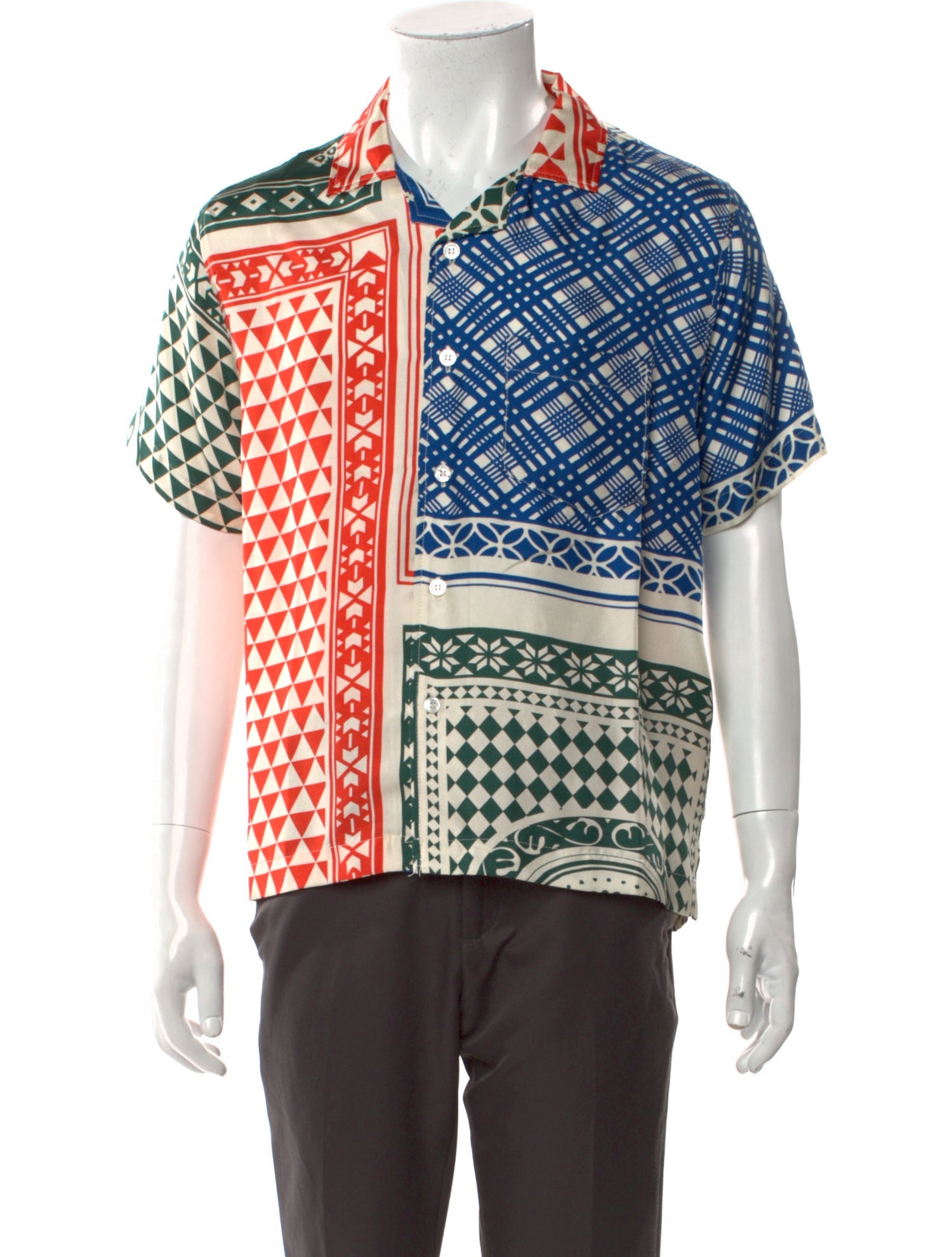 RHUDE Silk Plaid Print Shirt