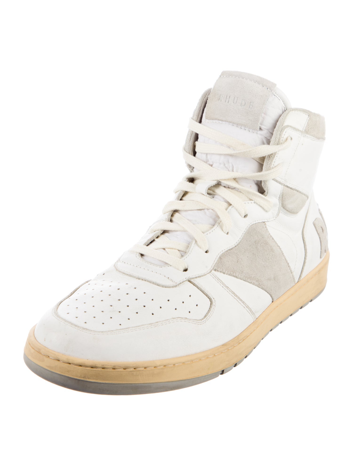 RHUDE Leather Colorblock Pattern Sneakers