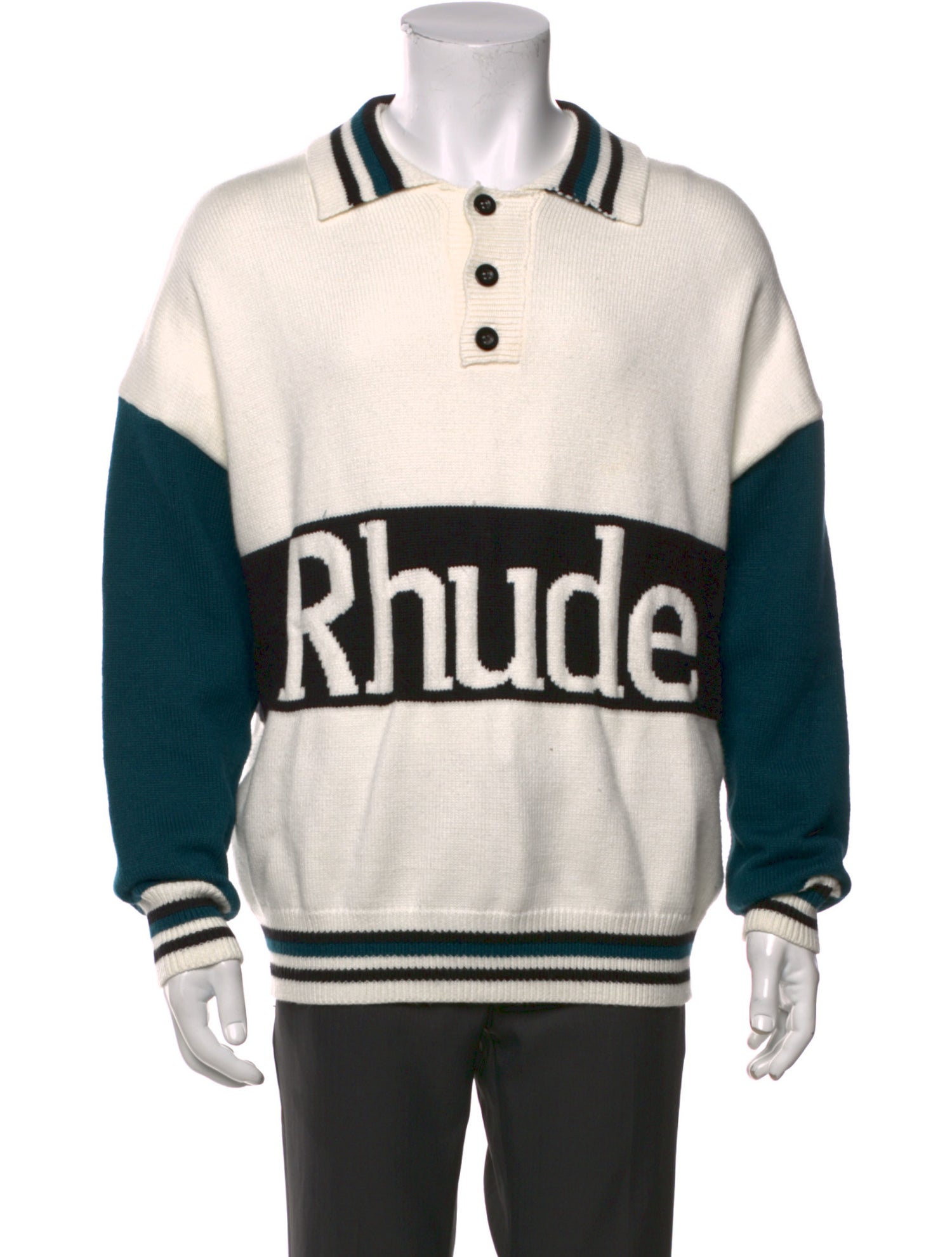 RHUDE Graphic Print Crew Neck Polo Sweater