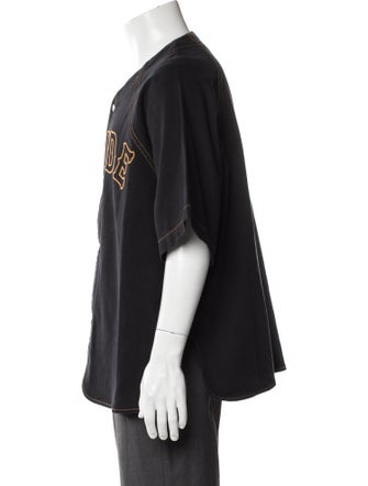 RHUDE Graphic Print Three-Quarter Sleeve Denim Shirt