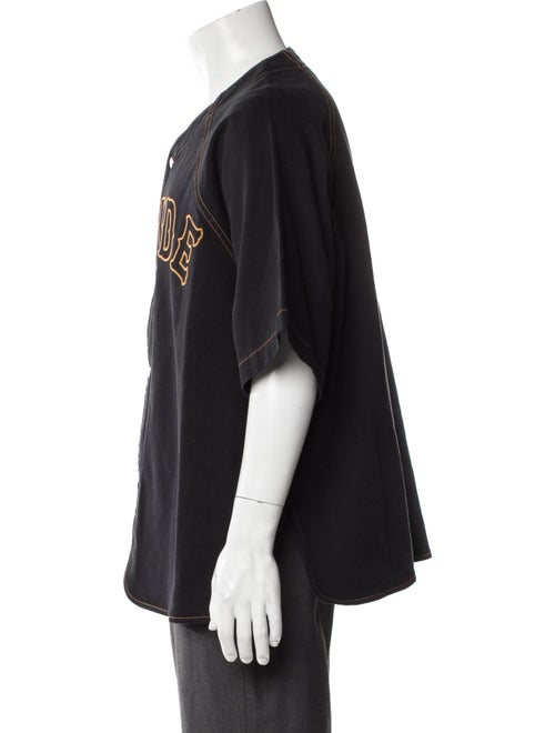 RHUDE Graphic Print Three-Quarter Sleeve Denim Shirt