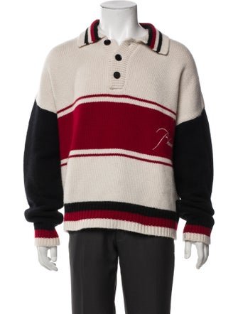 RHUDE Wool Striped Polo Sweater