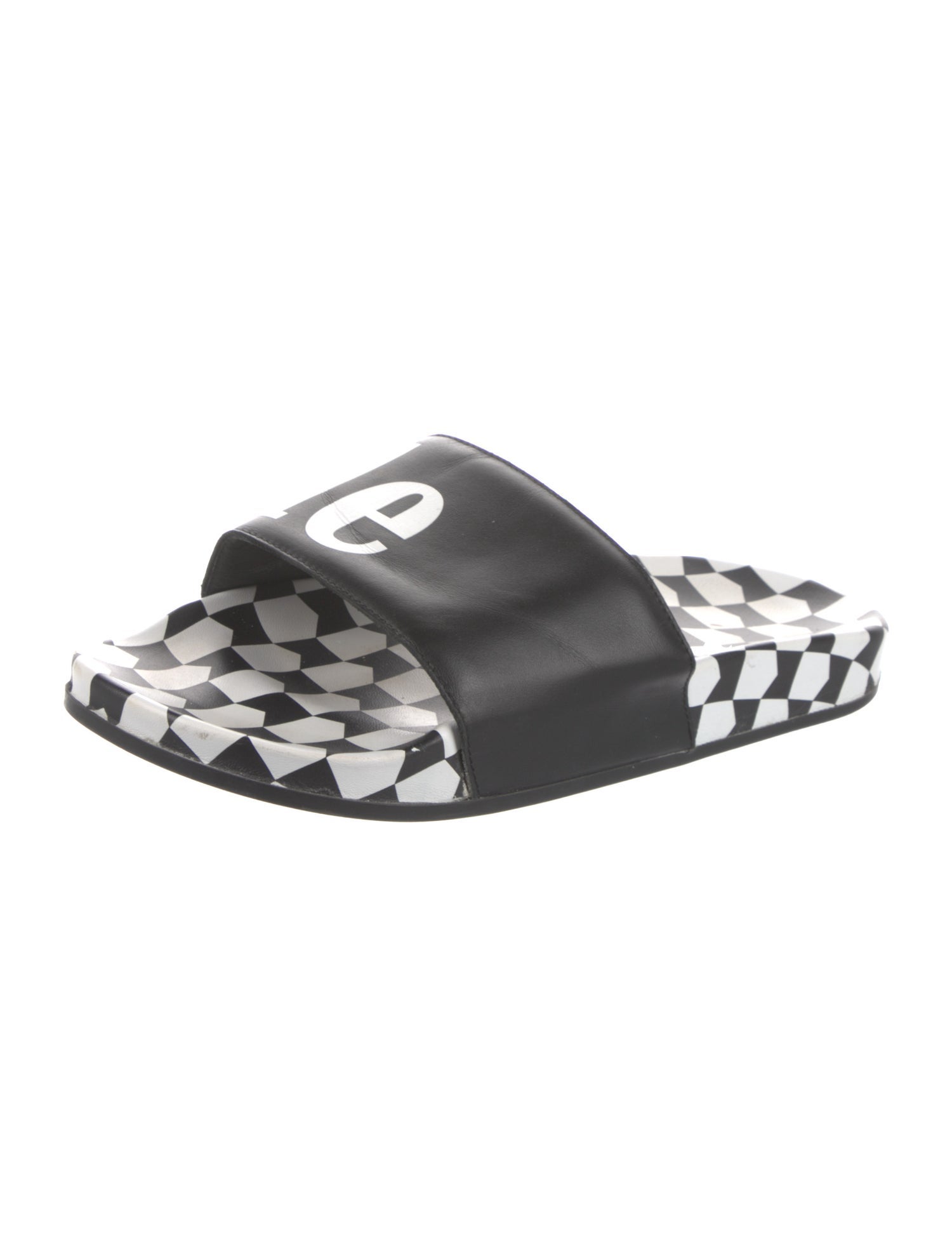 RHUDE Leather Graphic Print Slides