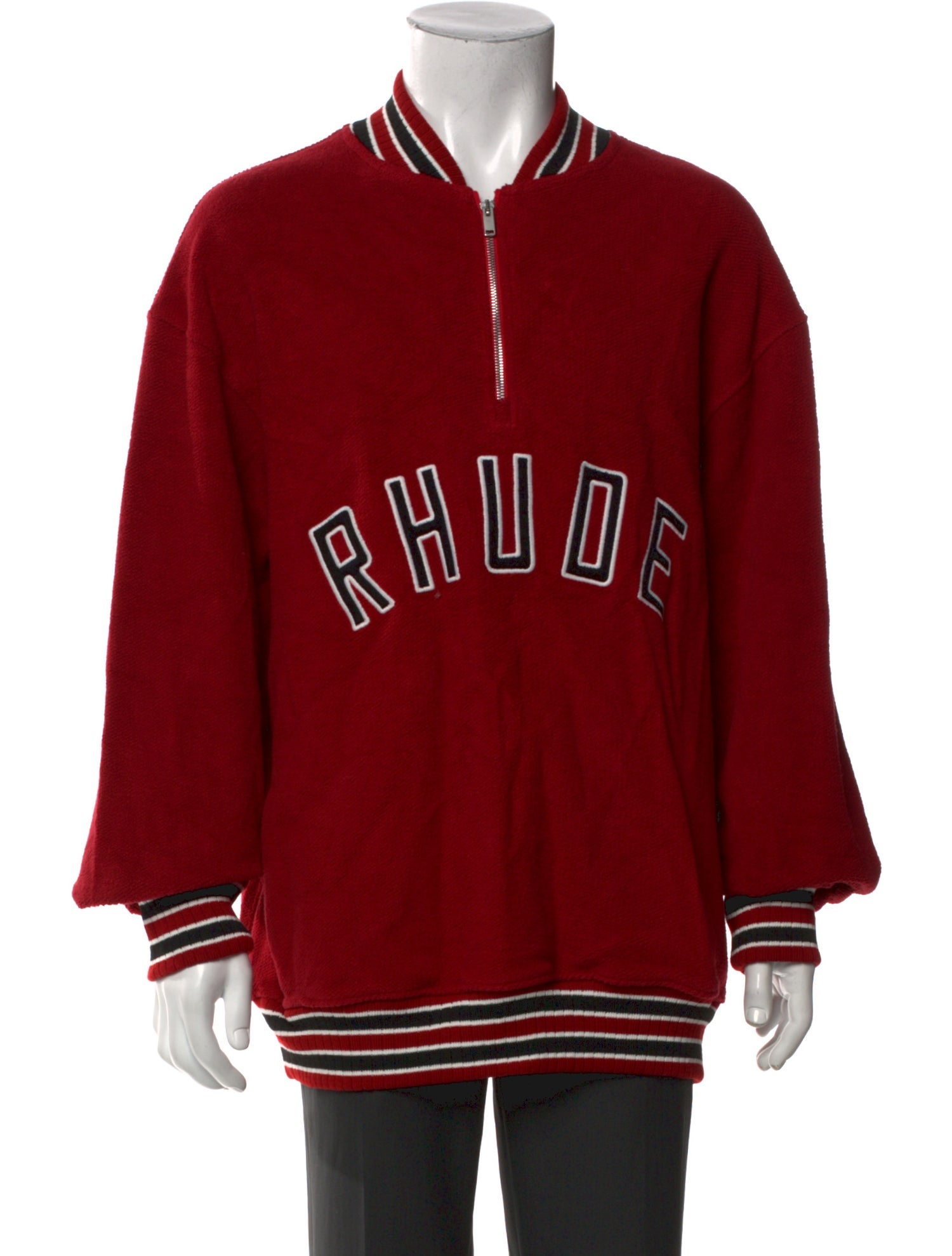 RHUDE Graphic Print Mock Neck Polo Sweater