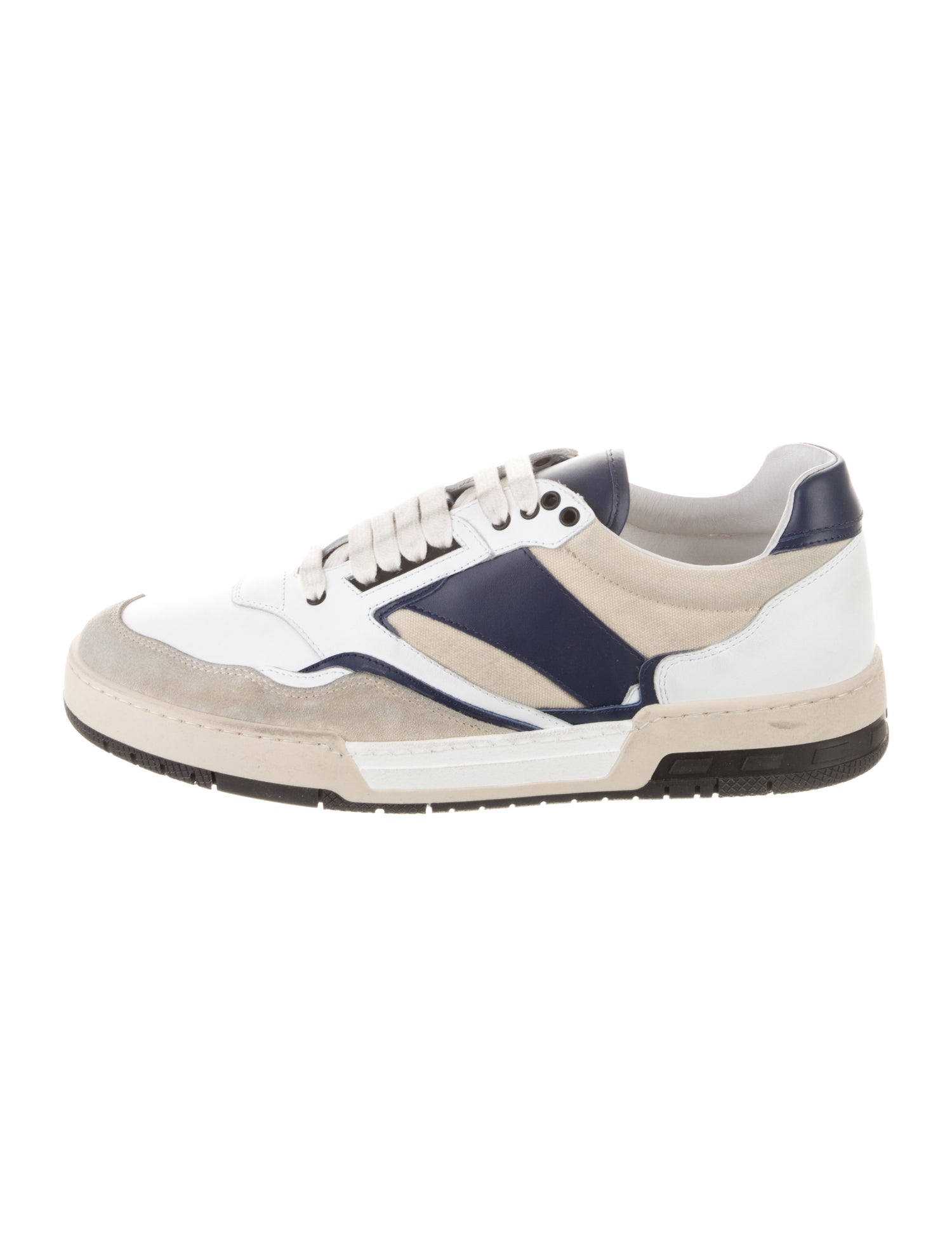RHUDE Leather Colorblock Pattern Athletic Sneakers