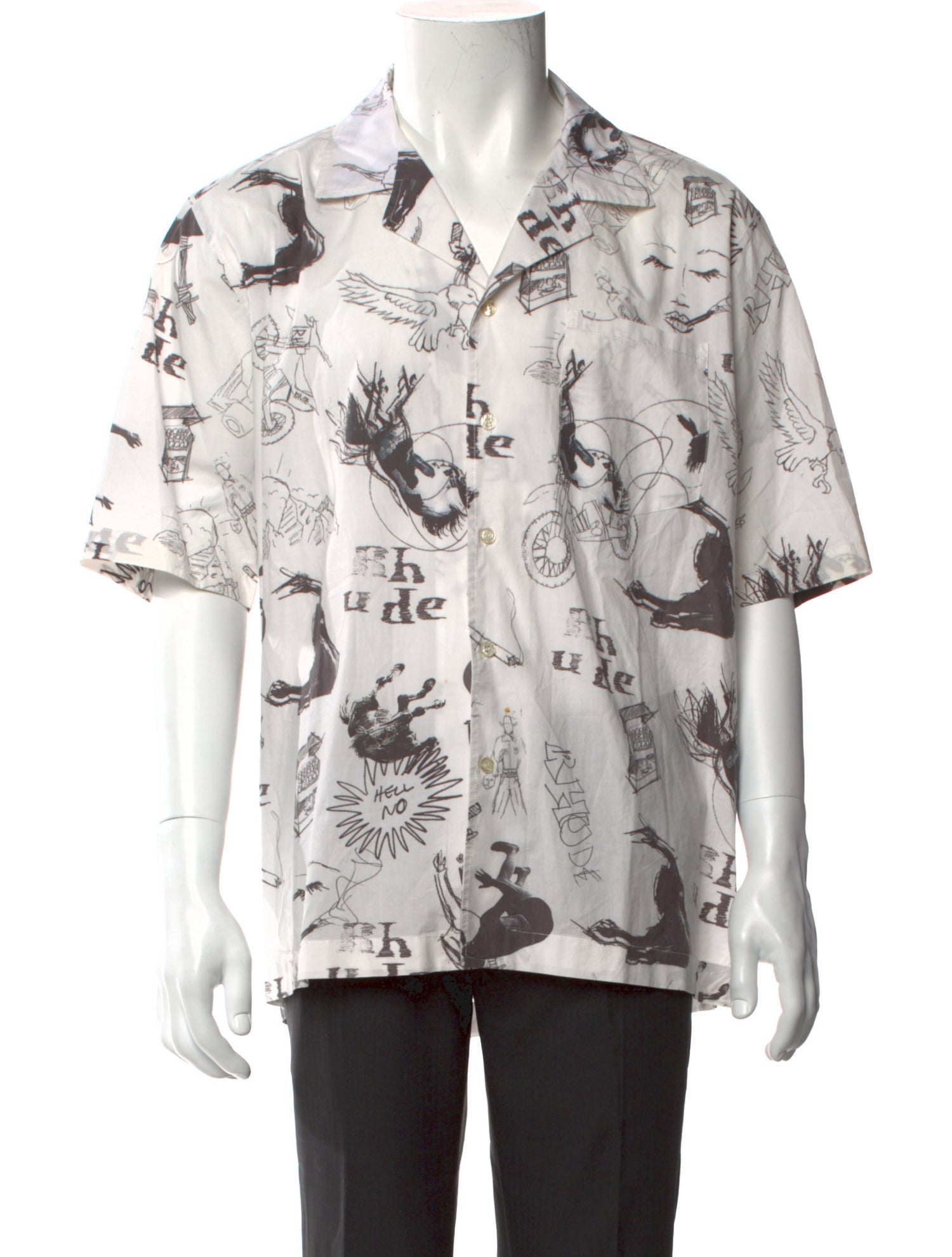 RHUDE Graphic Print Short Sleeve Dress Shirt