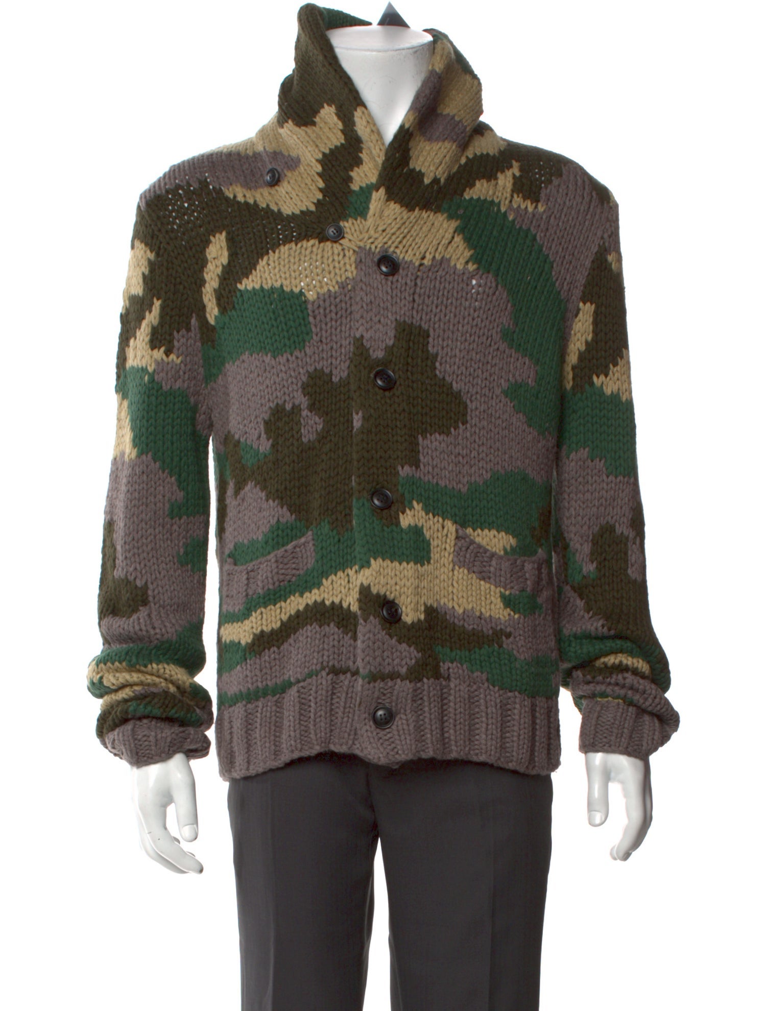 RHUDE Colorblock Pattern Crew Neck Cardigan