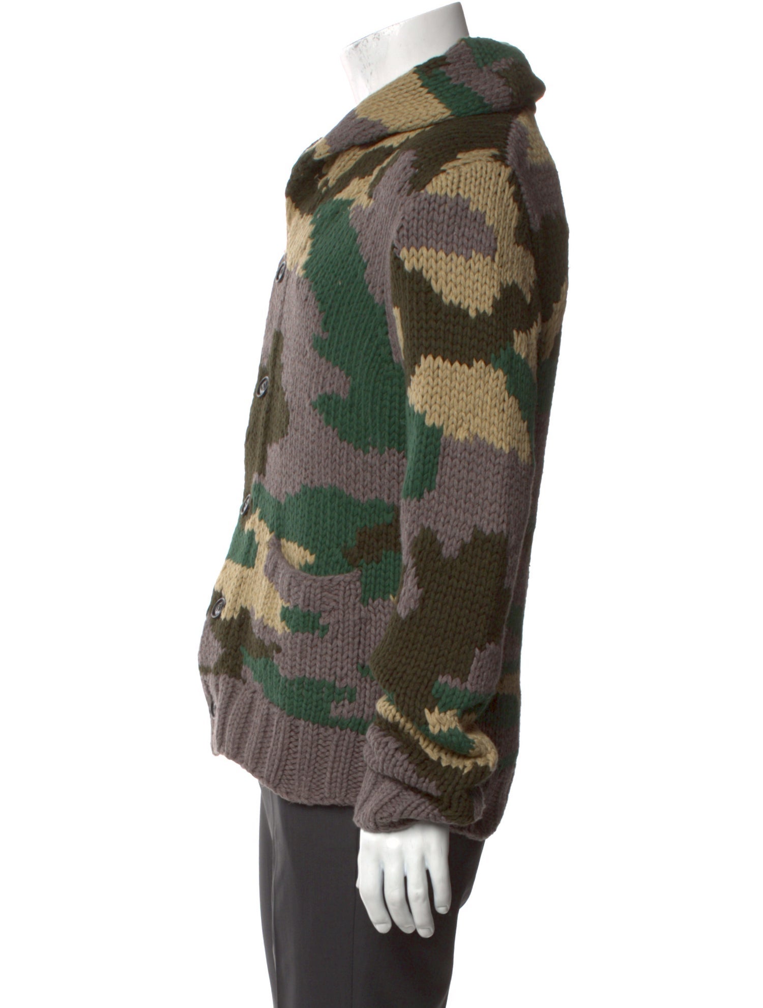 RHUDE Colorblock Pattern Crew Neck Cardigan