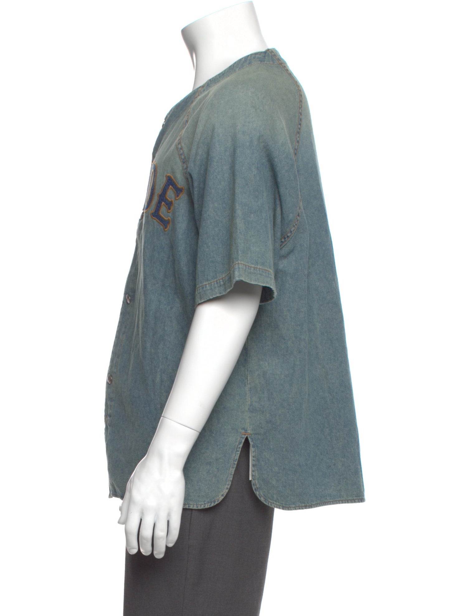 RHUDE Graphic Print Short Sleeve Denim Shirt w/ Tags