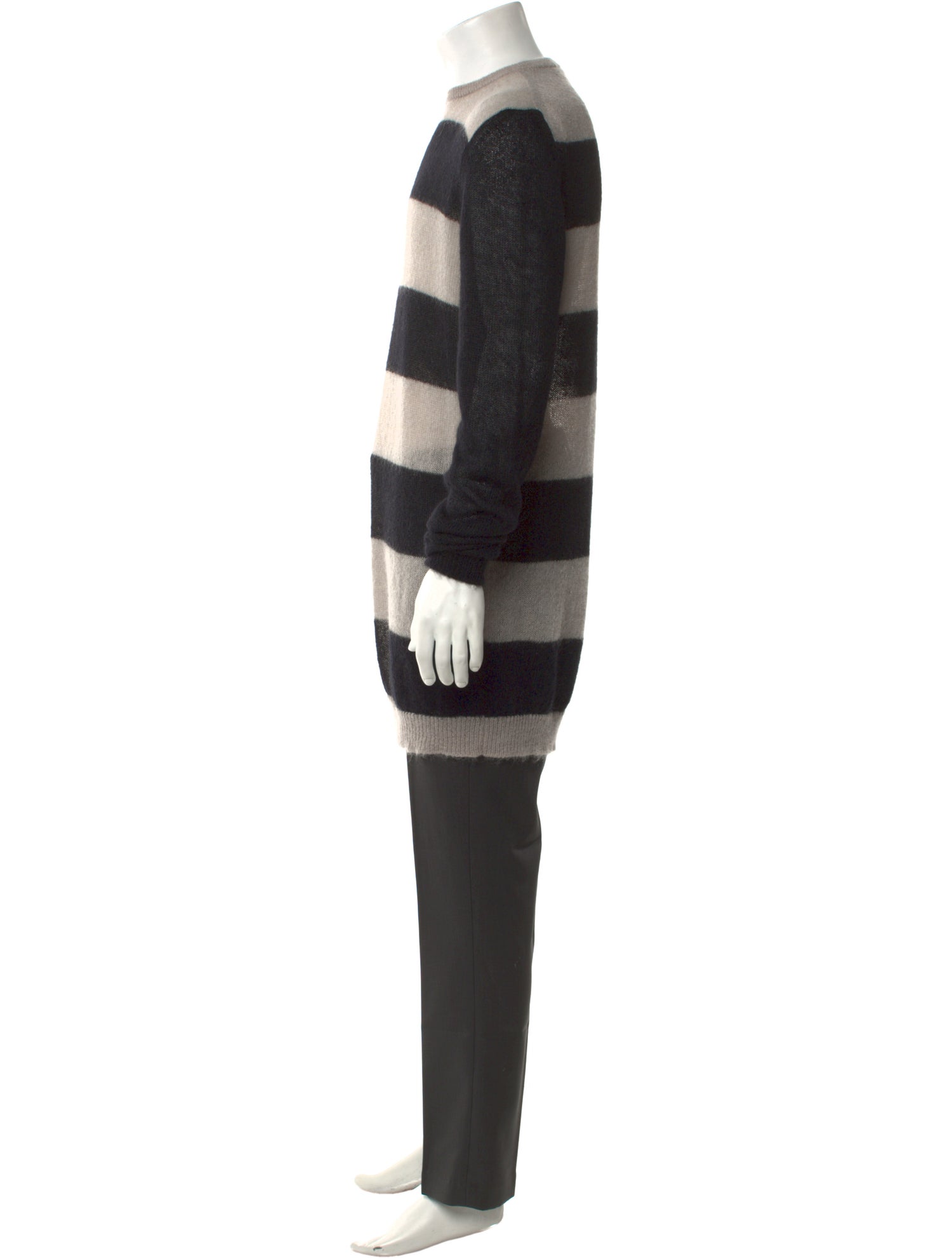 Rick Owens Colorblock Pattern Crew Neck Cardigan