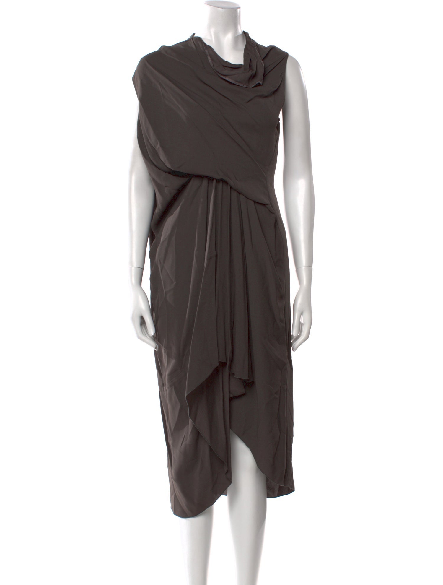 Rick Owens Cowl Neck Midi Length Dress