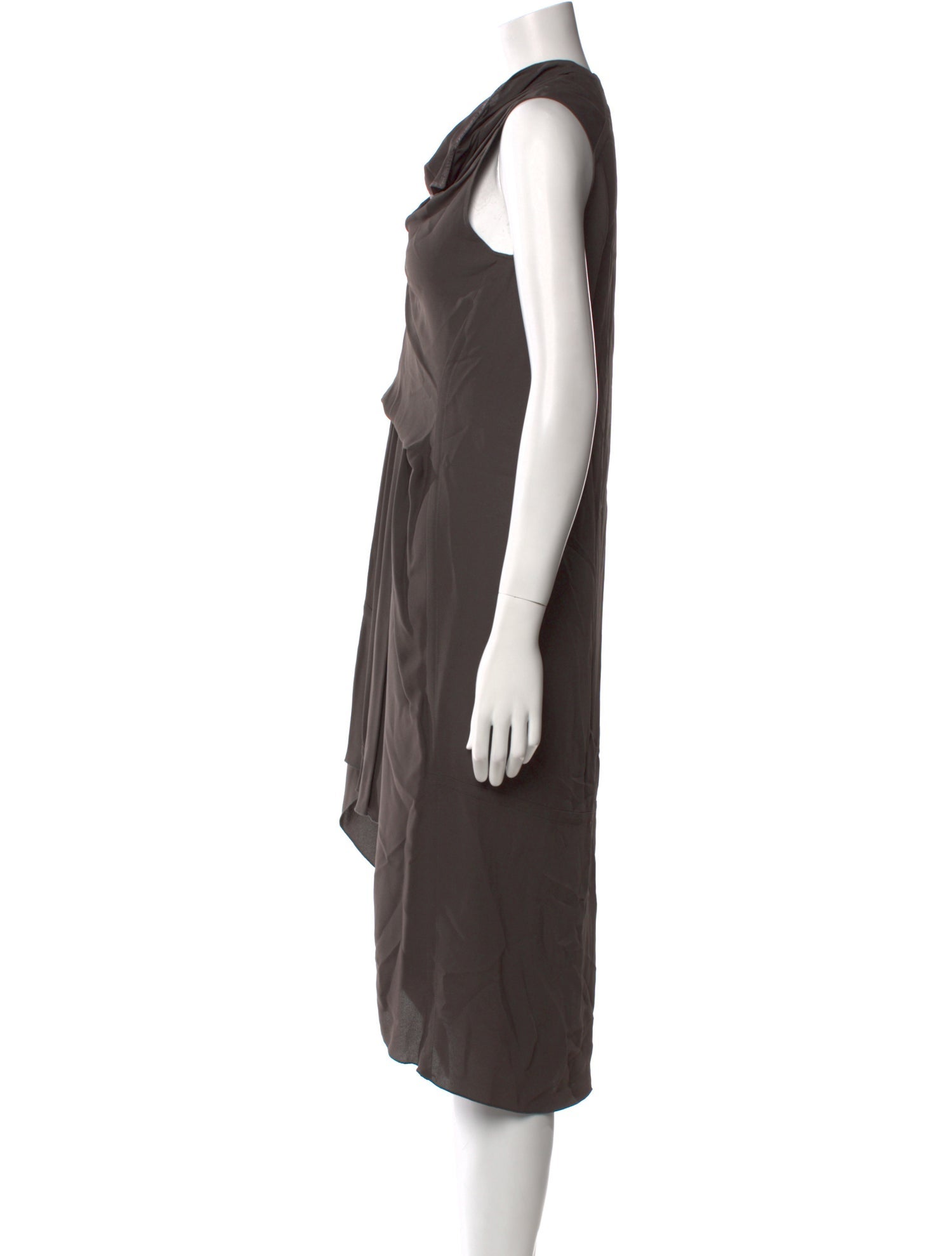 Rick Owens Cowl Neck Midi Length Dress