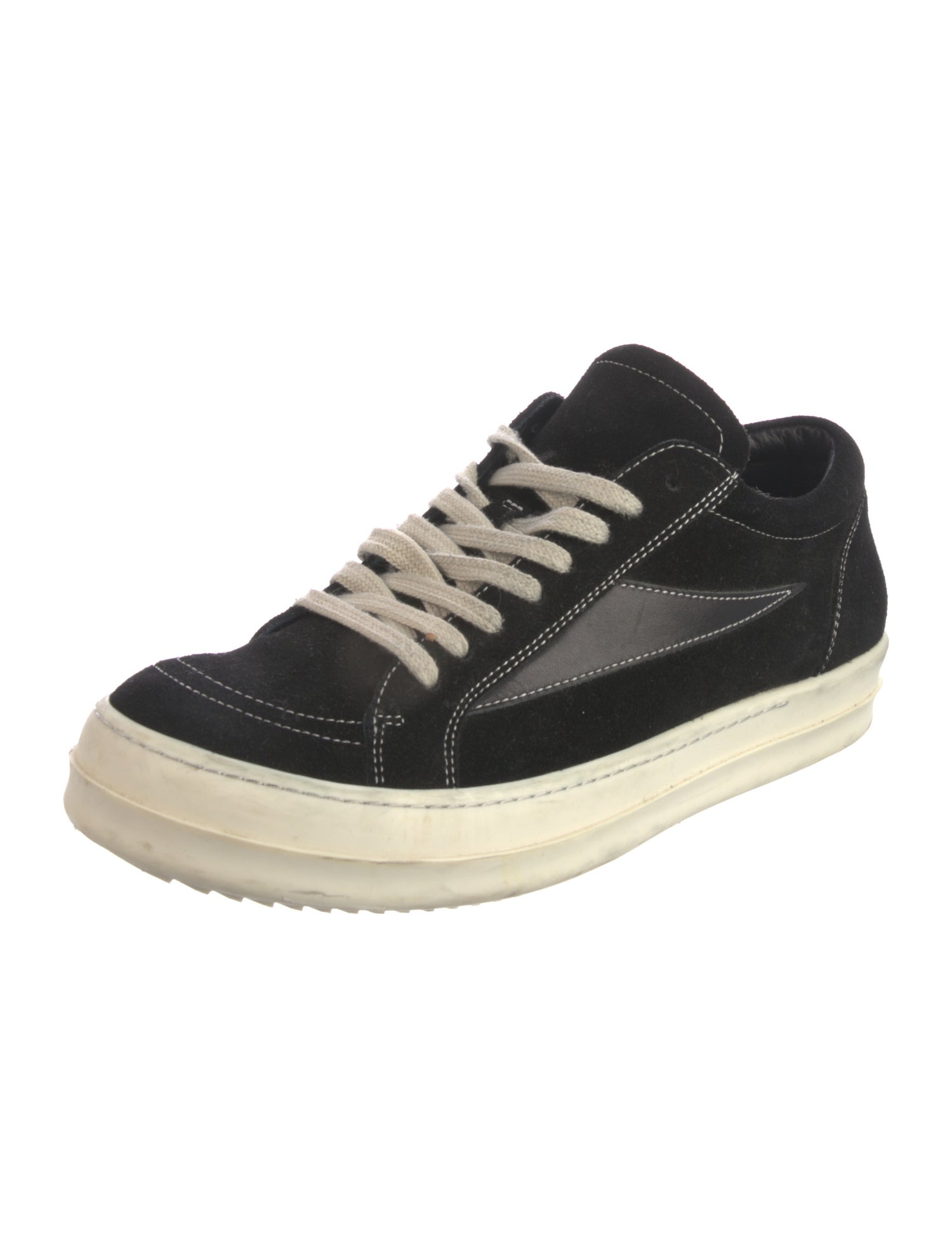 Rick Owens Leather Embroidered Accent Sneakers