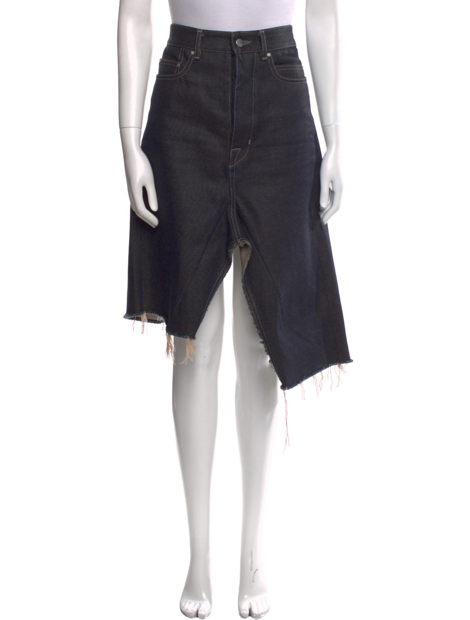 Rick Owens Raw-Edge Trim Knee-Length Skirt
