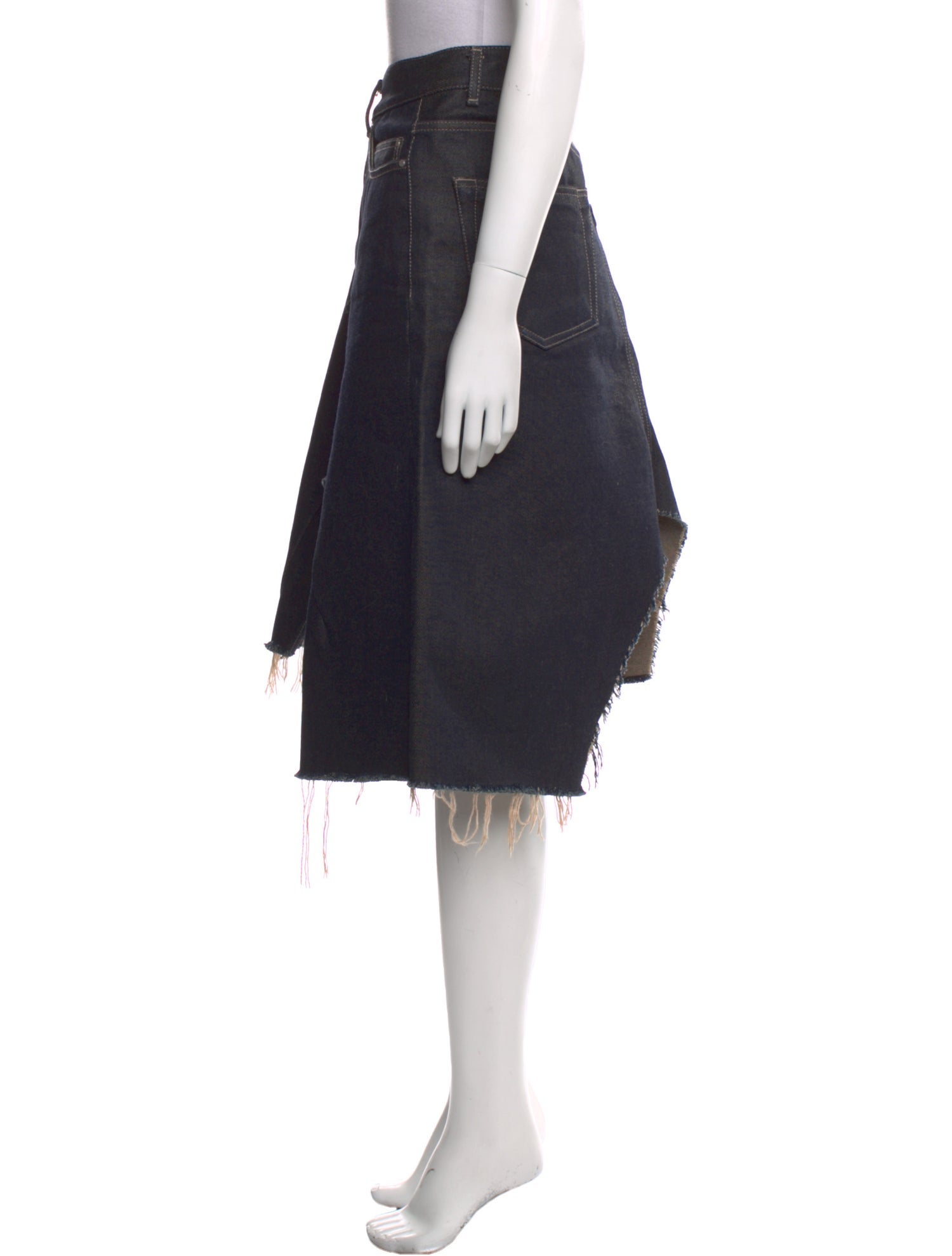 Rick Owens Raw-Edge Trim Knee-Length Skirt