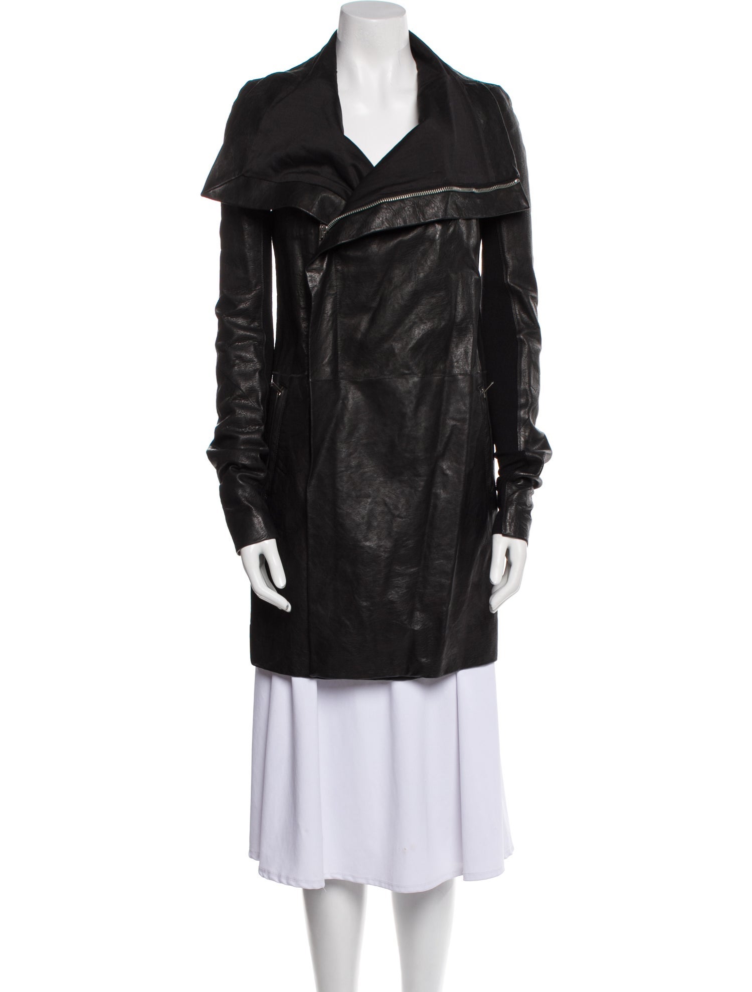 Rick Owens Leather Peacoat