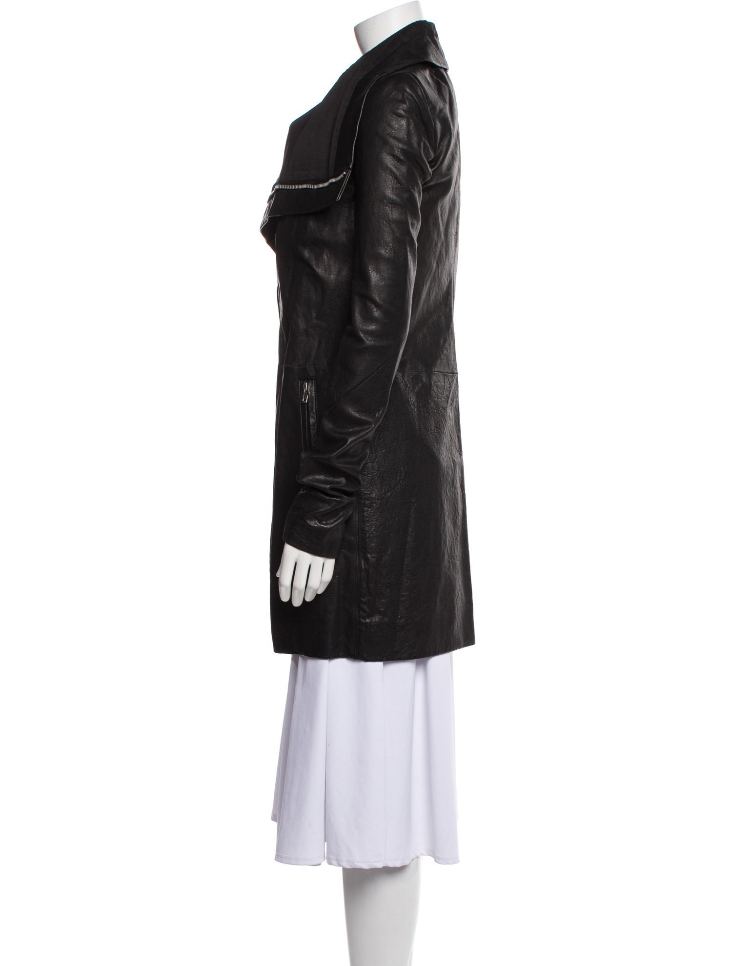 Rick Owens Leather Peacoat